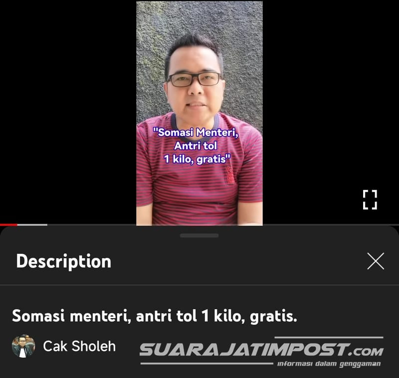 Janji Tinggal Janji, Lawyer M Sholeh Somasi Menhub Budi Karya Sumadi Terkait Tol Gratis 1 Kilometer