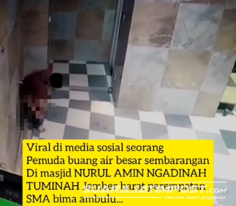 Viral , Seorang Remaja BAB di Tempat Wudhu Masjid Terekam CCTV